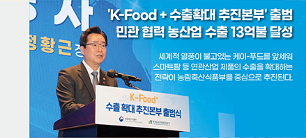 'K-Food + 수출확대 추진본부' 출범 / 민관 협력 농산업 수출 13억불 달성